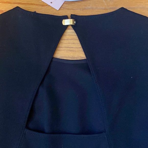 NWT Banana Republic 0P Black Fit & Flare Dress with Back Cutout - Picture 7 of 13